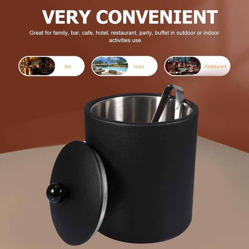 DOITOOL Ice Bucket with Lid, Tongs and Strainer, Stainless Steel Insulated Ice Bucket for Cocktail Bar, Ideal for Cocktail Bar, Parties, Chilling Wine, 5.5 x 5.5 x 7.3 inches (Black) - Image 5